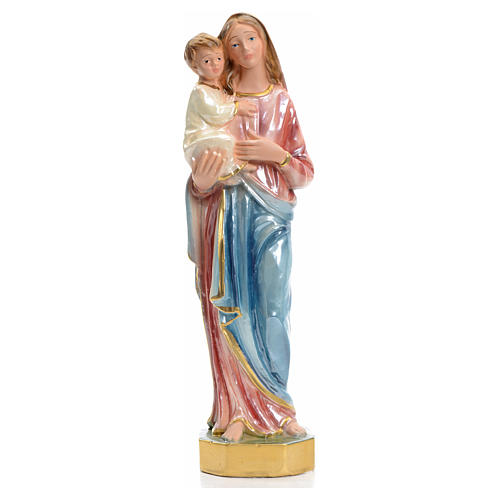 Virgin Mary and Baby Jesus statue in iridescent plaster 25cm 1