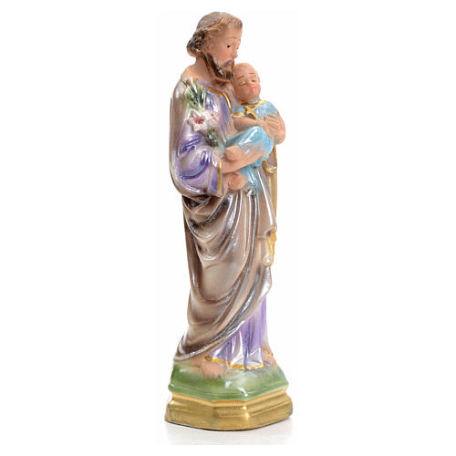 Saint Joseph and baby, statue in iridescent plaster 16cm 2