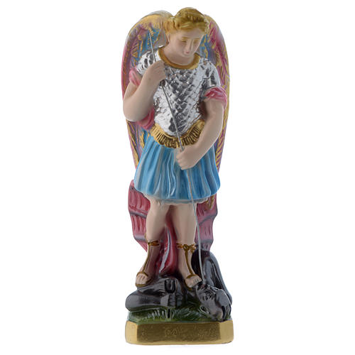 Saint Michael statue 8 inch in mother of pearl plaster 1