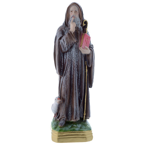 Statua San Benedetto 30 cm gesso madreperlaceo 1
