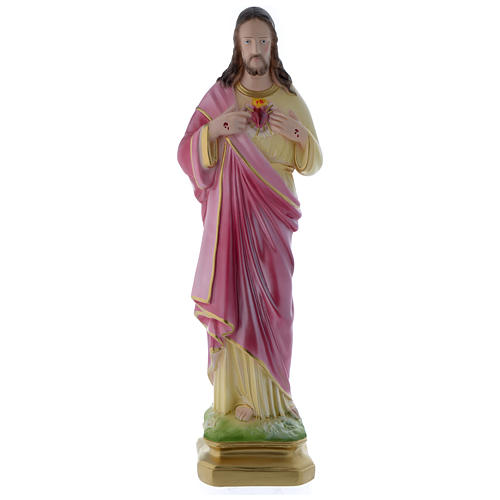 Statue Sacré-Coeur de Jésus 50 cm plâtre nacré 1