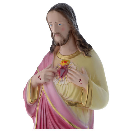 Statue Sacré-Coeur de Jésus 50 cm plâtre nacré 2