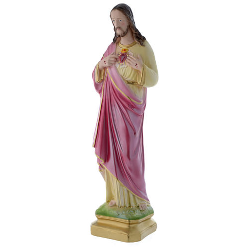 Statue Sacré-Coeur de Jésus 50 cm plâtre nacré 3