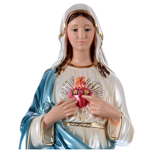 Sacred Heart of Mary 60 cm in mother-of-pearl plaster 2