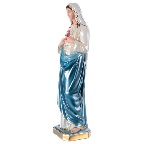 Estatua de yeso nacarado Sagrado Corazón de María 60 cm 3