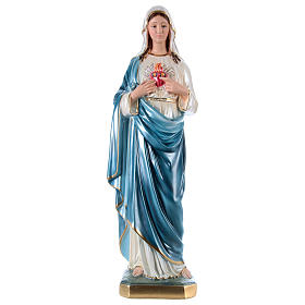 Statua in gesso madreperlato Sacro Cuore di Maria 60 cm