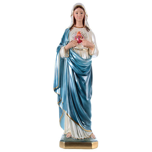 Statua in gesso madreperlato Sacro Cuore di Maria 60 cm 1