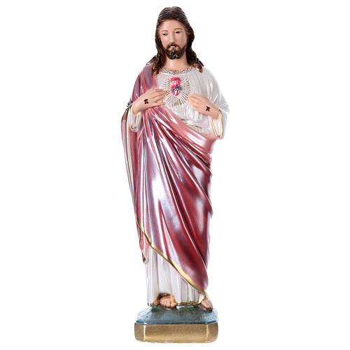 Sacred Heart of Jesus 40 cm in mother-of-pearl plaster 1