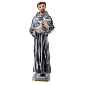 St Francis of Assisi 40 cm in mother-of-pearl plaster