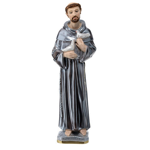 St Francis of Assisi 40 cm in mother-of-pearl plaster 1
