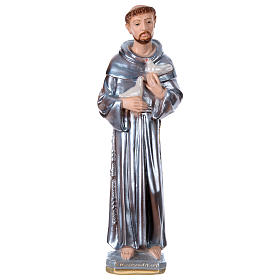 Imagens em Gesso: Imagem em gesso nacarado São Francisco de Assis 40 cm