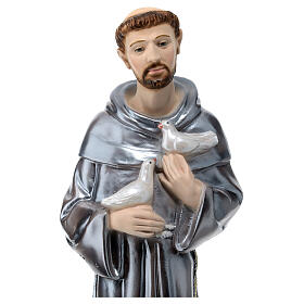 Saint Francis of Assisi, pearlized plaster statue 40 cm