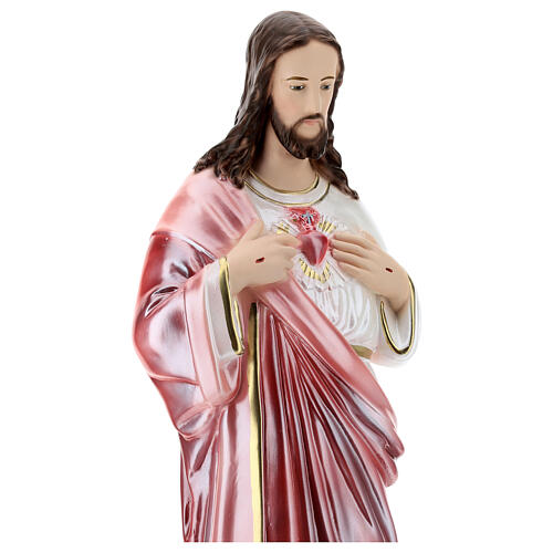 Estatua de yeso Sagrado Corazón de Jesús 50 cm nacarado 4