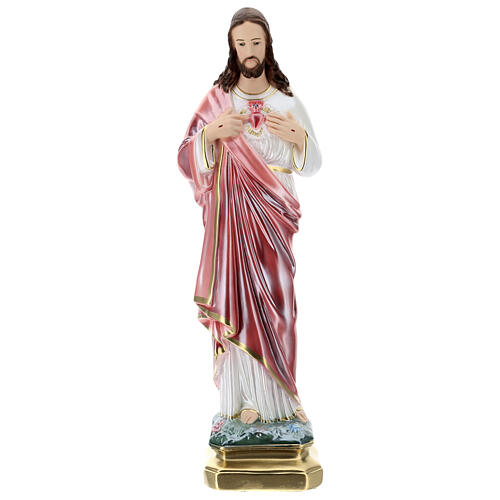 Statue en plâtre Sacré-Coeur de Jésus 50 cm nacré 1
