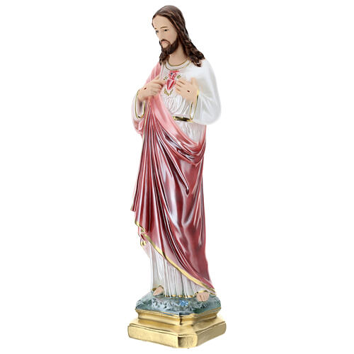 Statua in gesso Sacro Cuore di Gesù 50 cm madreperlato 3