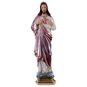 Imagens em Gesso: Imagem em gesso Sagrado Coração de Jesus 50 cm efeito madrepérola