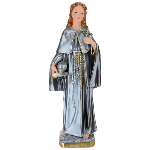 Imagem em gesso efeito madrepérola Santa Rosália 50 cm 1