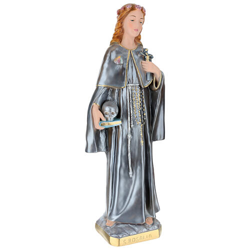 Imagem em gesso efeito madrepérola Santa Rosália 50 cm 3