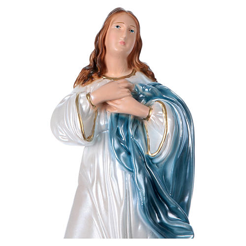Estatua de yeso nacarado Virgen con ángeles 40 cm 2
