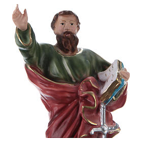 Statua in gesso dipinta a mano San Paolo con serpente 25 cm