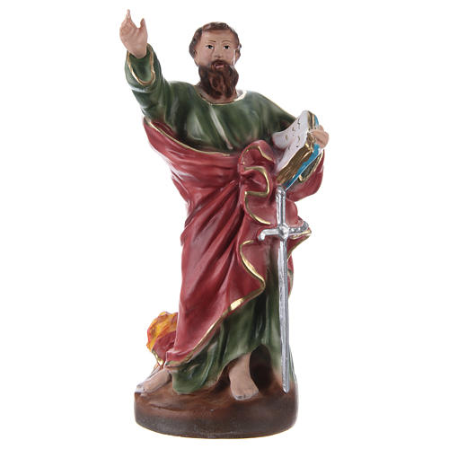 Figura z gipsu ręcznie malowana Święty Paweł z wężem 25 cm 1