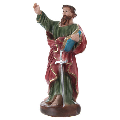 Figura z gipsu ręcznie malowana Święty Paweł z wężem 25 cm 3