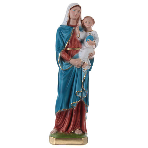 Estatua de yeso pintado Virgen con niño 30 cm 1