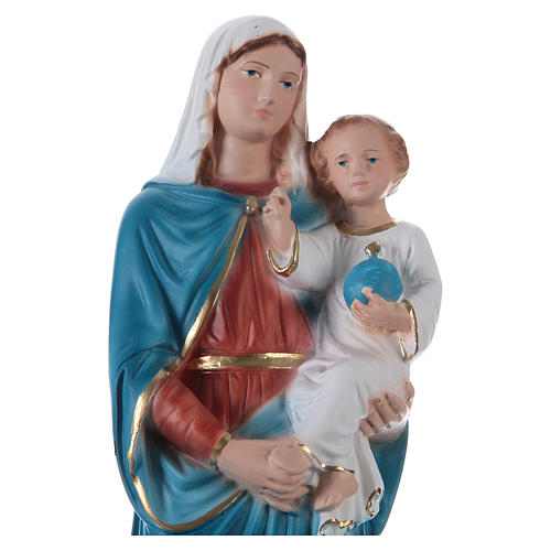 Estatua de yeso pintado Virgen con niño 30 cm 2