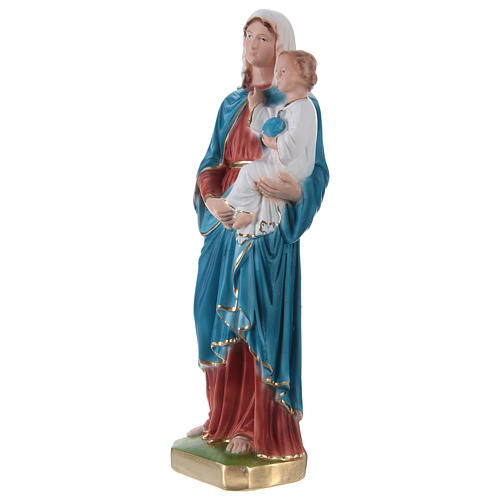 Estatua de yeso pintado Virgen con niño 30 cm 3