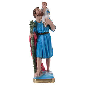 Saint Christophe 30 cm statue plâtre peint