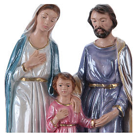 Statua gesso madreperlato Sacra Famiglia 20 cm