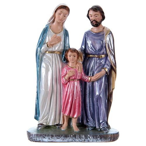 Statua gesso madreperlato Sacra Famiglia 20 cm 1