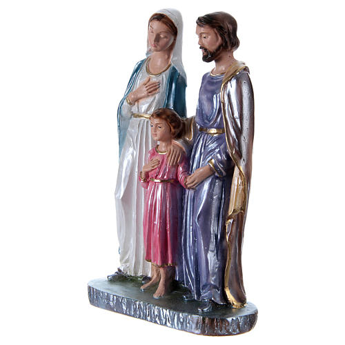 Statua gesso madreperlato Sacra Famiglia 20 cm 3