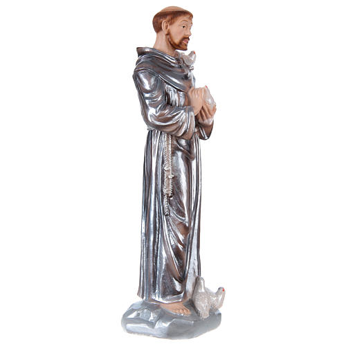 San Francesco 30 cm statua gesso madreperlato 4