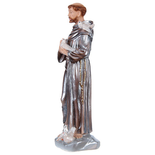 Saint Francis Plaster Statue, 30 cm with mother of pearl effect 3