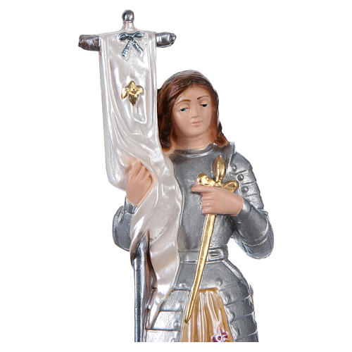 Sainte Jeanne d'Arc statue plâtre nacré 25 cm 2