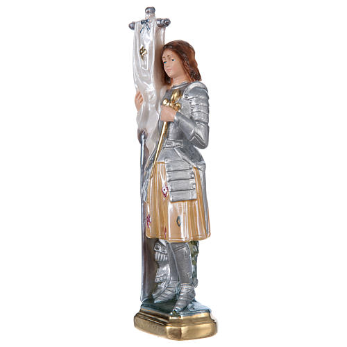 Święta Joanna d'Arc figurka gipsowa efekt masy perłowej 25 cm 3