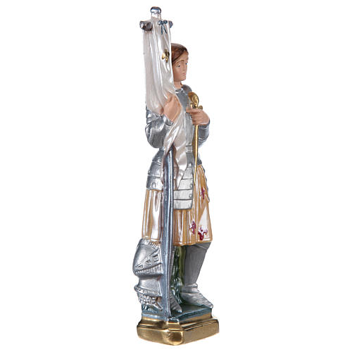 Saint Joan of Arc Statue, 25 cm in plaster with mother of pearl effect 4