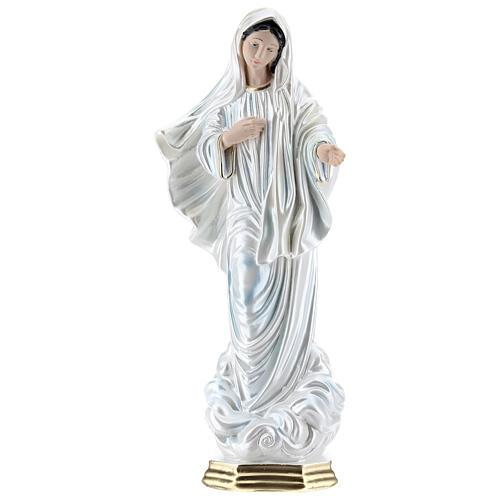 Statue of Our Lady of Medjugorje, 35 cm, in plaster with mother of pearl 1