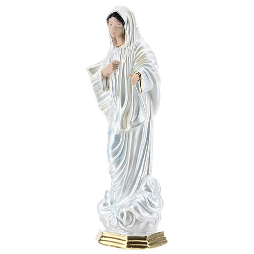 Statue of Our Lady of Medjugorje, 35 cm, in plaster with mother of pearl 3