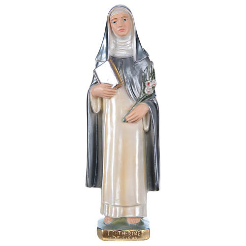 Saint Catherine of Seina Statue, 30 cm in plaster with mother of pearl 1