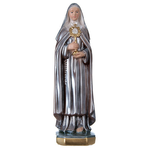 Saint Clare Statue, 30 cm in plaster with mother of pearl effect 1