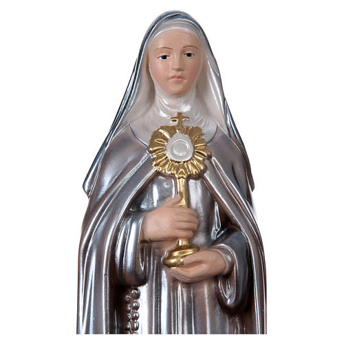 Saint Clare Statue, 30 cm in plaster with mother of pearl effect 2