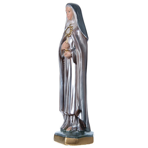 Saint Clare Statue, 30 cm in plaster with mother of pearl effect 3
