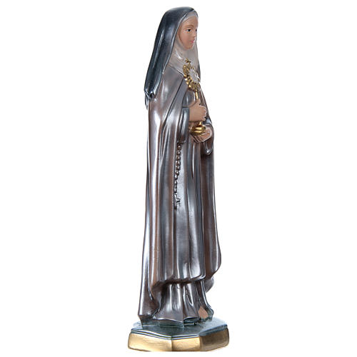 Saint Clare Statue, 30 cm in plaster with mother of pearl effect 4