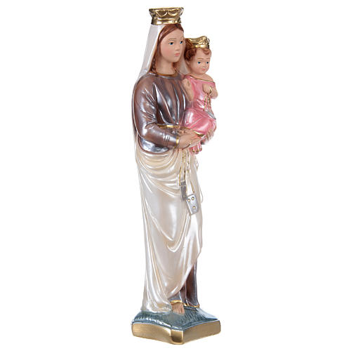 Our Lady of Mount Carmel Statue, 30 cm in plaster with mother of pearl effect 4