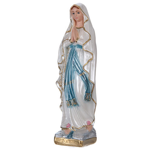 Our Lady of Lourdes, 30 cm in plaster with mother of pearl 3