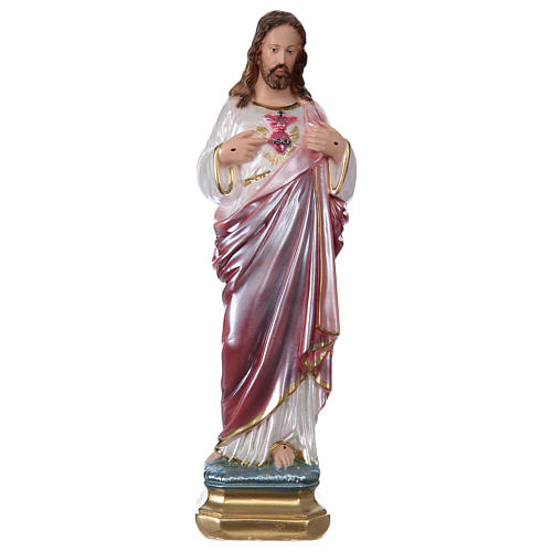 Sacred heart of Jesus 30 cm in mother-of-pearl plaster 1