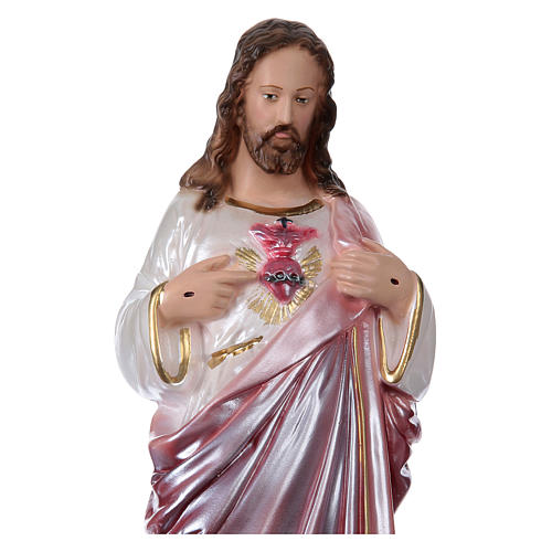 Sacred Heart of Jesus, 30 cm in plaster with mother of pearl 2