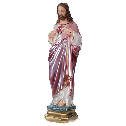 Sacred Heart of Jesus, 30 cm in plaster with mother of pearl 3